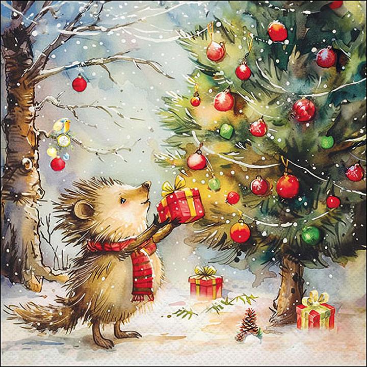 Image du produit Ambiente Serviette "Present For Hedgehog" (20 pcs, 33 x 33 cm)