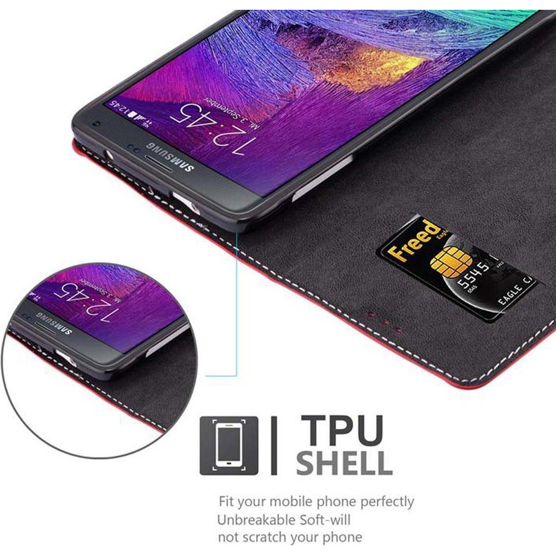 Thumbnail - Cadorabo Book X-Wallet Cover (Samsung Galaxy Note 4), Smartphone Hülle, Rot