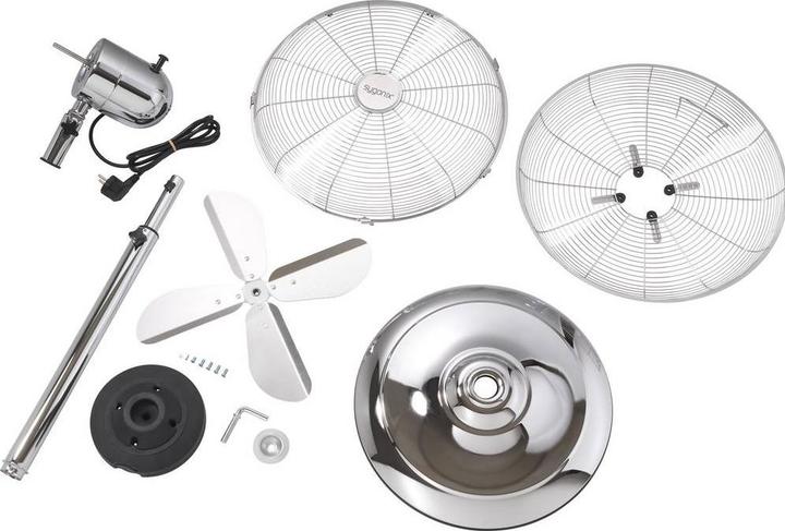 Produktbild Sygonix Standventilator 50 W (Ø x H) 445 mm x 1300 mm Chrome Schwenkbar, Höhen