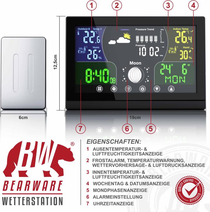 Actual product image Bearware Weather Station, Weather Station with LCD Colour Display / Air Pressure with Altitude Correction