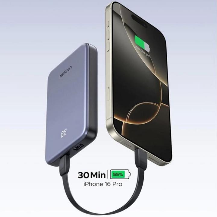 Actual product image Ugreen - Power Bank (75131B) - Fast Charging, Digital Display, USB, Type-C, 22.5W, 10000mAh - Grey (10000 mAh, 22.50 W)