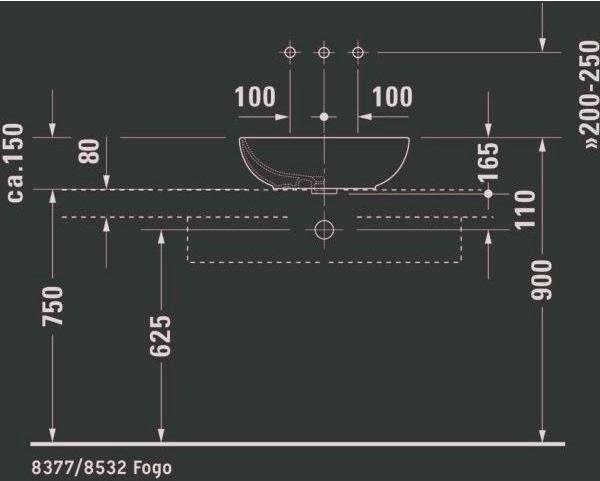 Actual product image Duravit Countertop basin FOSTER w ÜL without tap hole bench 495x350mm white WG (350 mm, 495 mm)