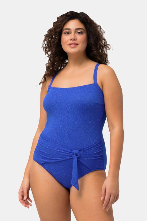 Image du produit Ulla Popken Maillot de bain texturé scintillant style cache-coeur, bonnets souples, matière recyclée (56)