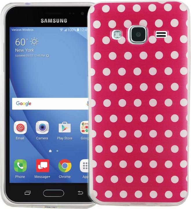 Actual product image König Design Mobile Case for Samsung Galaxy J3 Polka Dot Pink Bag Cover Motif Slim (Samsung Galaxy J3 (2016))