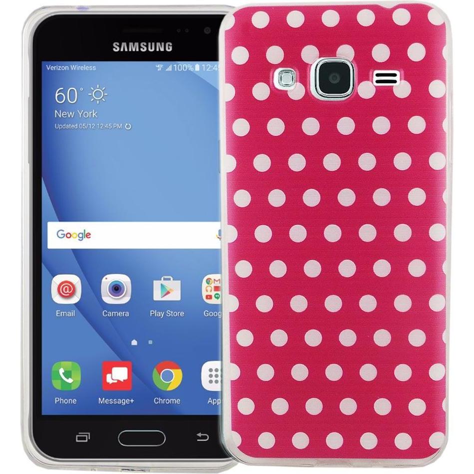 König Design Handy Hülle für Samsung Galaxy J3 Polka Dot Pink Tasche Cover Motiv Slim (Samsung Galaxy J3 (2016)), Smartp...