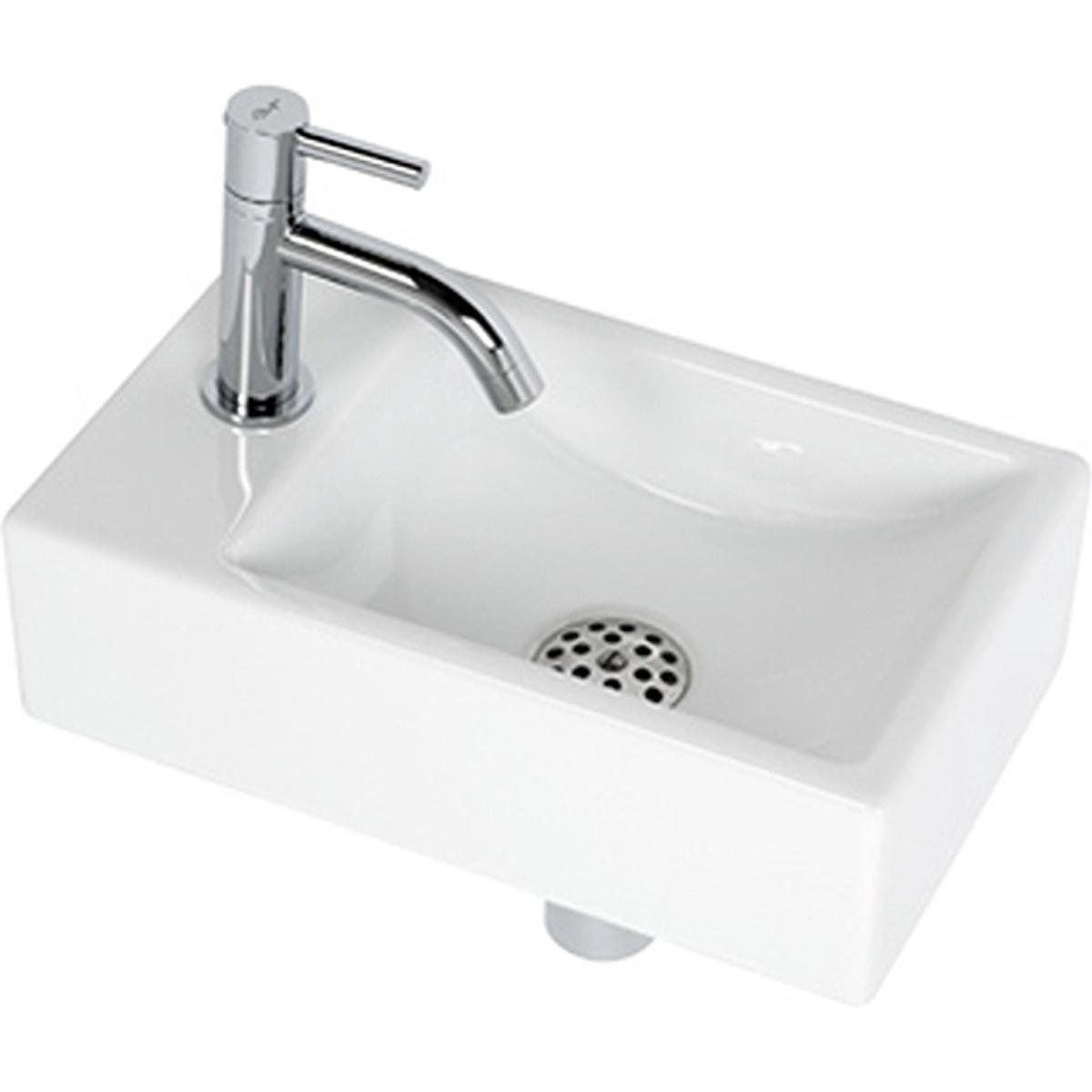 Plieger Austin Fontein Toilet Links - Set - Fontein 37 x 23 cm - Incl. Fonteinkraan & Sifon - Keramiek - Wit (370 mm) (4970216)