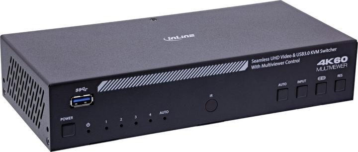 InLine ® KVM Switch, 4-fach, HDMI, 4K60Hz, Multiviewer, USB Hub, schwarz