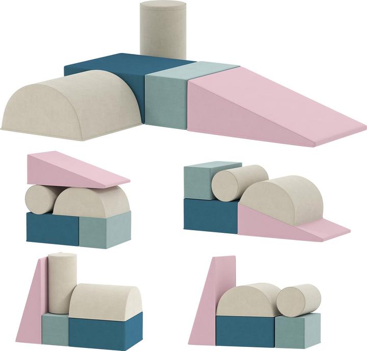 Beige, Bleu, Rose, Vert