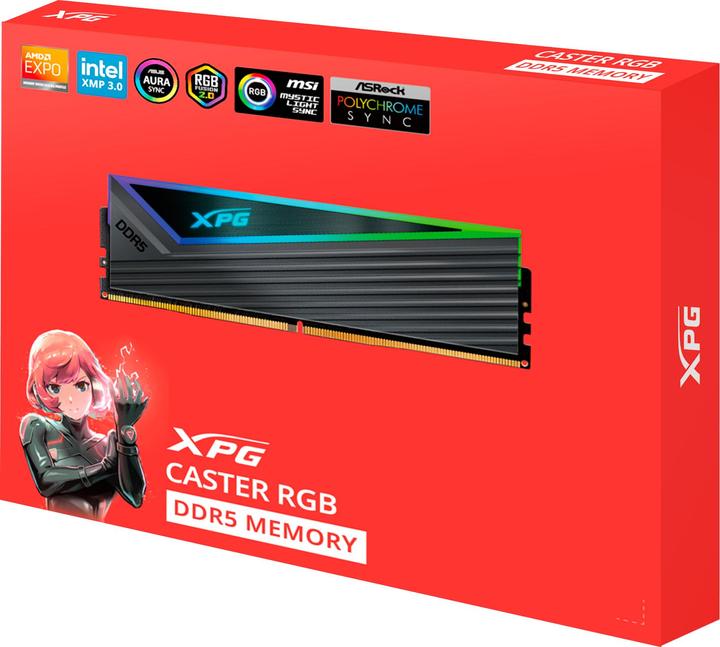 Actual product image Adata DDR5 32GB 6400-32 K2 XPG Caster RGB grey (2 x 16GB, 6400 MHz, DDR5 RAM, U-DIMM)