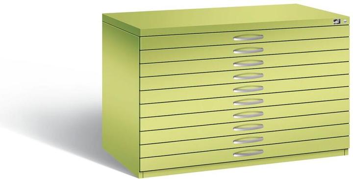 Produktbild C+P Zeichnungsschrank, DIN A1, 10 Schubladen, Höhe 760 mm, viridingrün (110 x 76.50 x 76 cm)