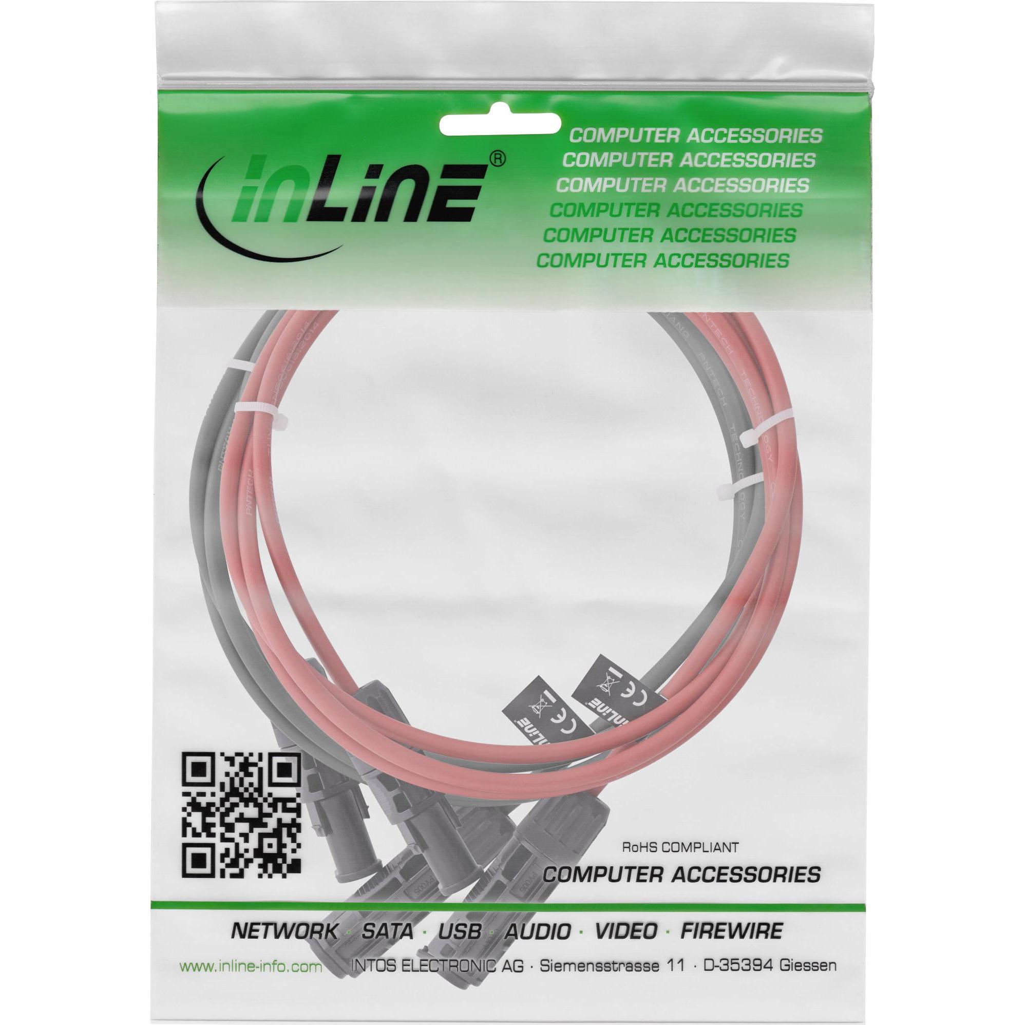 Thumbnail - InLine, Zubehör Solarenergie, Solarkabel Verlängerungs-Set inkl. Solarstecker 4mm² schwarz/rot 2m (Solarkabel)