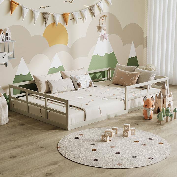 Immagine prodotto VitaliSpa Bodenbett aus Metall Minno, Greige, 205 x 125 cm ohne Matratze (120 x 200 cm)