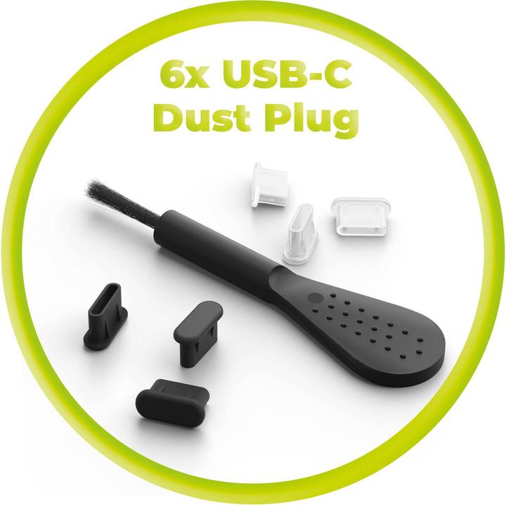 Immagine prodotto Mobile Origin USB-C Dust Plug & Cleaning Brush CL1 Black/Clear for iPhone/Android