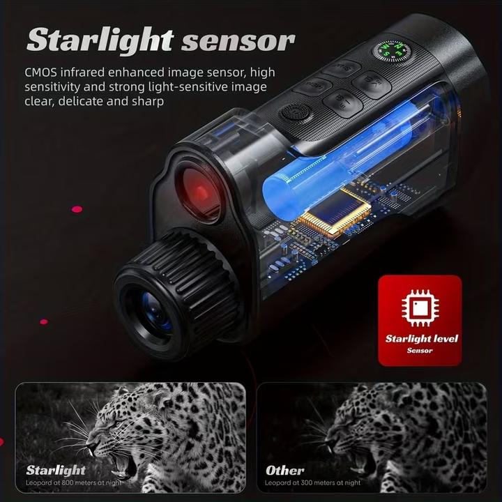 Produktbild PhoneLook 10x Zoom Monokular HD Nachtsicht 800m Infrarot 5W Starlight Foto/Video USB Wiederaufladbar