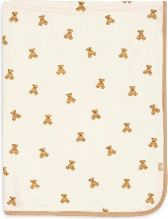 Jollein Schlafdecke Wiege 75 x 100cm Little Waffle – Mini Teddy Bear (75 x 100 cm)