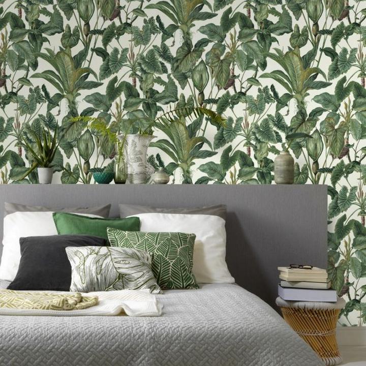 Actual product image Erismann Paradisio Tropical Leaves Textured Wallpaper (53 x 1000 cm)