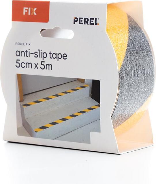 Produktbild Perel Anti-Rutsch-Band 5cm x 5m - Schwarz/Gelb (50 mm)