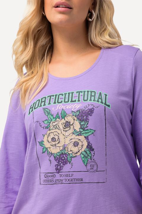 Image du produit Ulla Popken T-shirt, motif floral, base élastique, manches 3/4 (56)