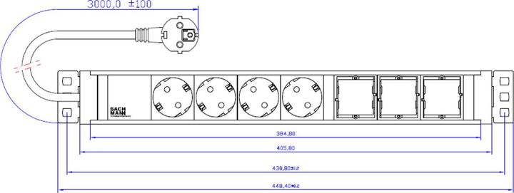Actual product image Bachmann Universal power strip (7x, CEE 7/3, 3 m)