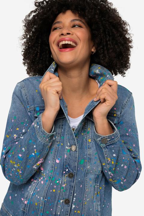 Immagine prodotto Angel of Style Jeansjacke, Classic Fit, Farbspritzer-Muster, Hemdkragen, Langarm (54)