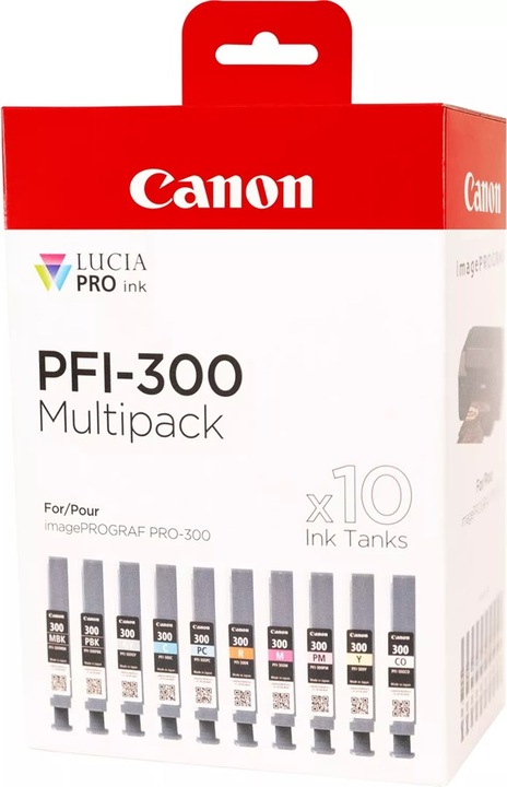 Produktbild Canon Ink/PFI-300 10ink Multi (M, PM, R, PC, C, Y, GY, CO, MBK, PBK)