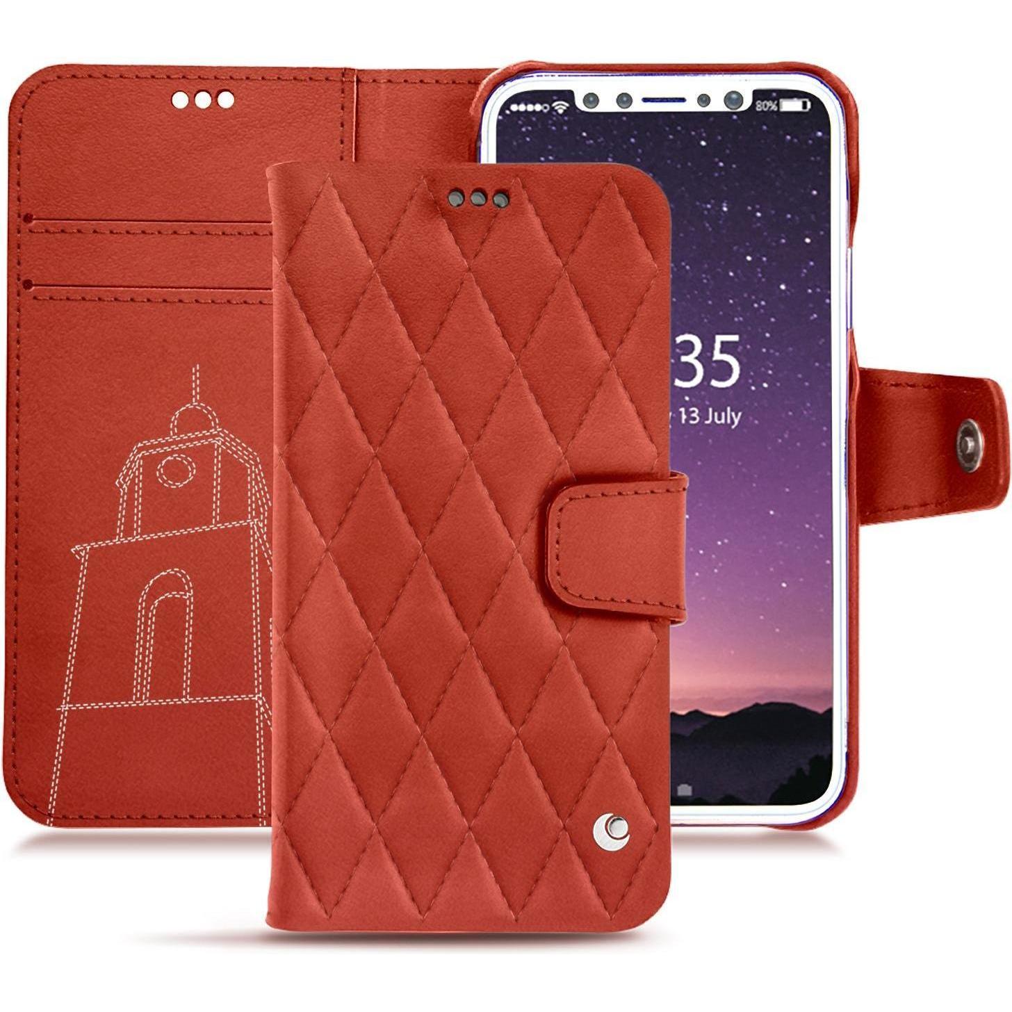 Thumbnail - Noreve Lederschutzhülle Wallet (Apple iPhone XS), Smartphone Hülle, Orange
