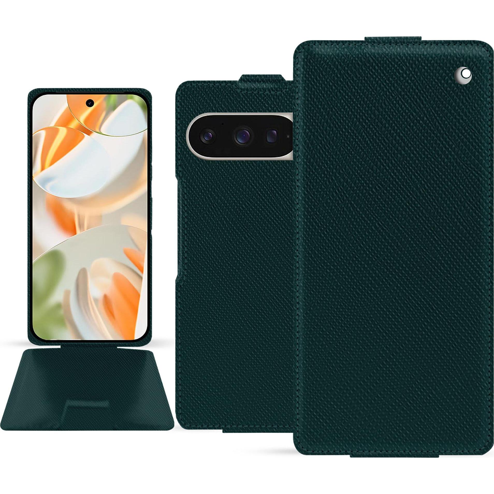 Noreve Lederschutzhülle vertikal (Google Pixel 9 Pro Fold), Smartphone Hülle, Grün