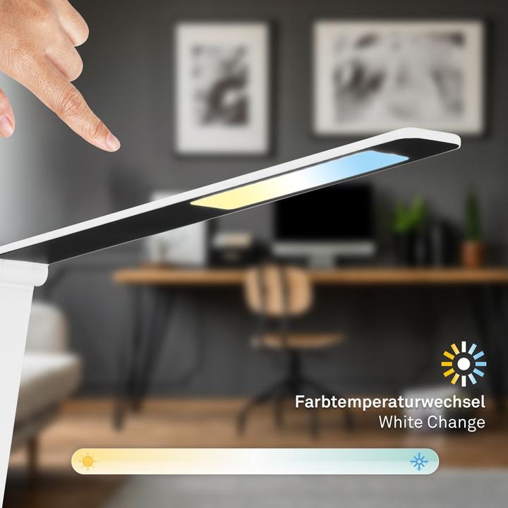 Actual product image Briloner CUMA CCT-LED table lamp, white, incl. inductive charging station (670 lm)