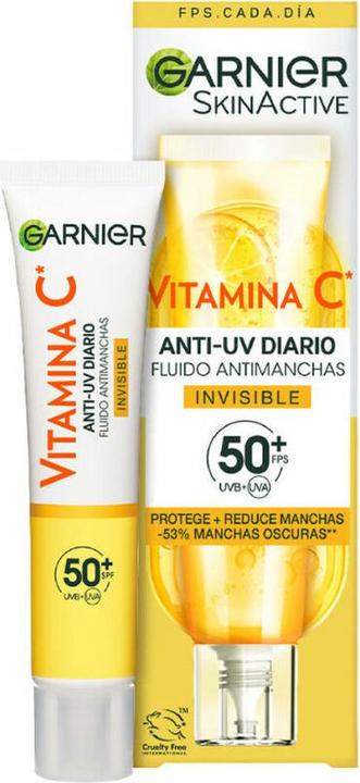 Garnier Feuchtigkeitsspendendes Fluid mit Vitamin C - unsichtbar, Fleckenschutz 40ml (SPF 50, 40 ml, 61 g)