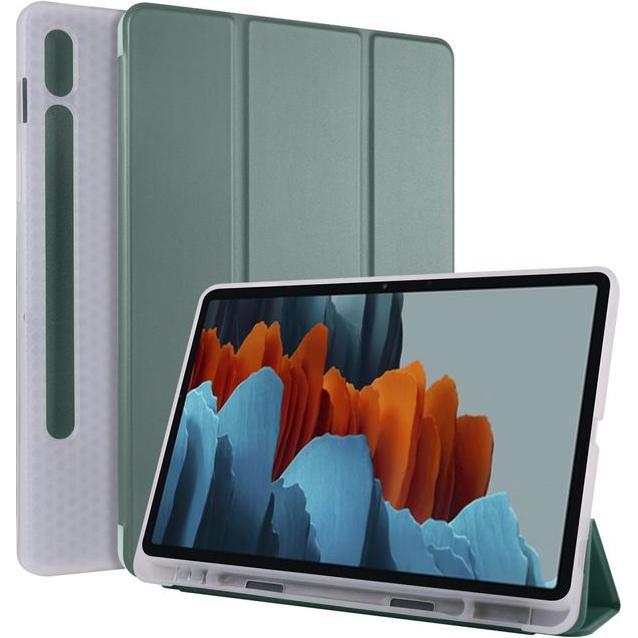 MU Classic Dreifach faltbare Hülle mit Stylus Halterung (Galaxy Tab S7), Tablet Hülle, Grün