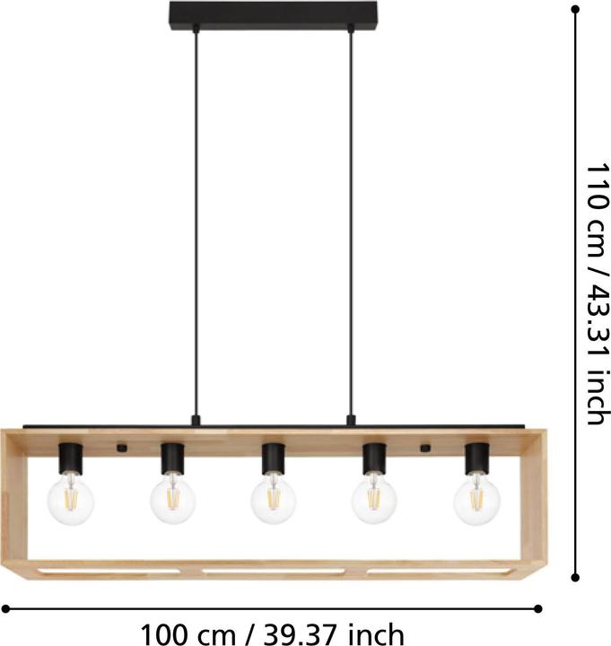 Image du produit EGLO Suspension FAMBOROUGH 5x E27, noir/naturel (E27)