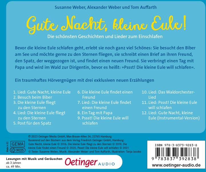 Image du produit Bonne nuit, petite chouette! Les plus belles histoires et chanson (Susanne Weber, Ursula Illert, Tanja Jacobs, Thomas Auffarth, Frank Gustavus, Jasmin Ewers, Alexander Weber, Allemand)