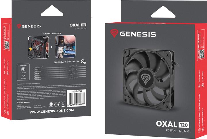Actual product image Genesis NATEC Oxal 120 computer case fan 12 cm Black 1 unit(s) (120 mm, 1 x)
