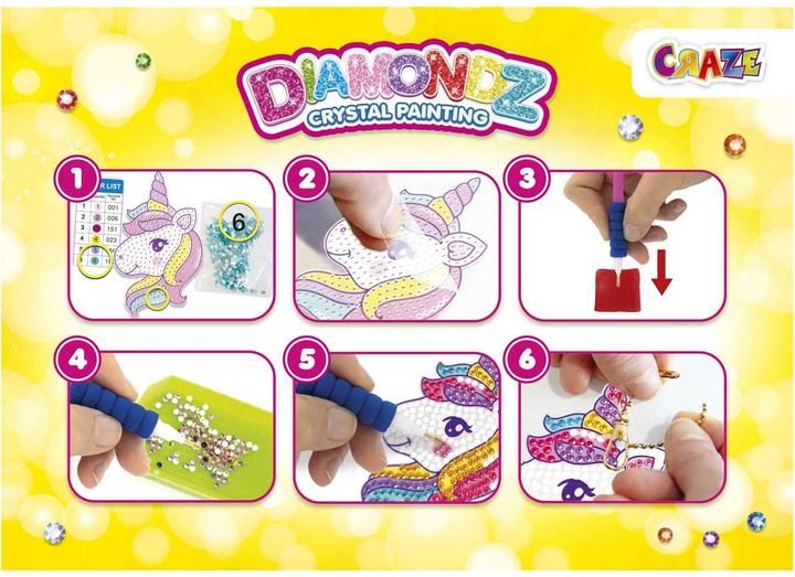 Actual product image Craze DIAMOND PAINTING Keychain Unicorn