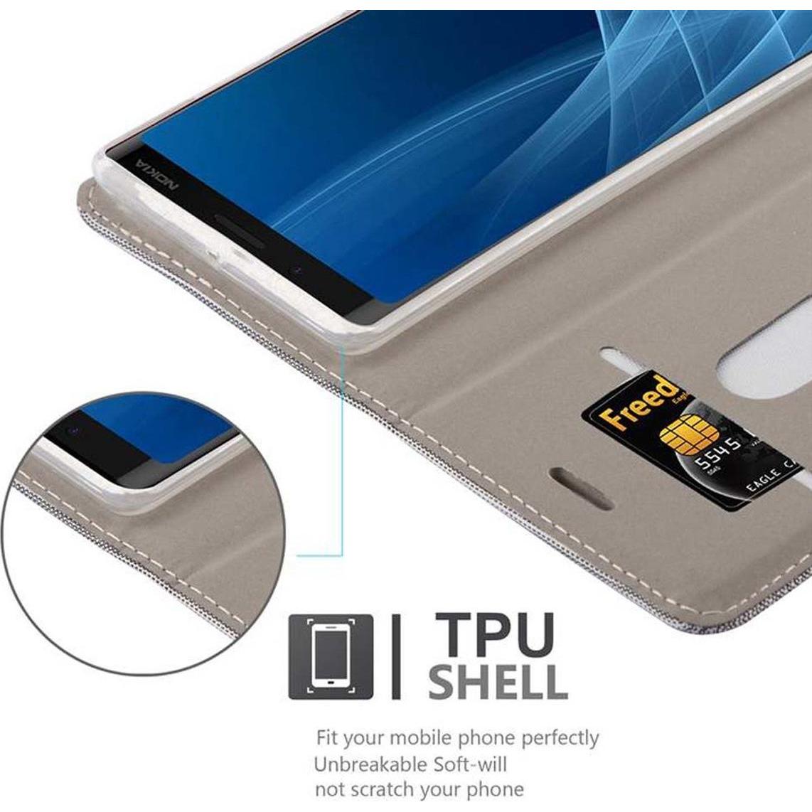 Thumbnail - Cadorabo Book Jeans Optik Cover (Nokia 8 Sirocco), Smartphone Hülle, Grau