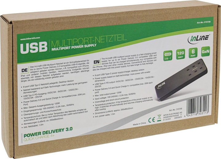 Image du produit InLine Bloc d'alimentation multiport (120 W)