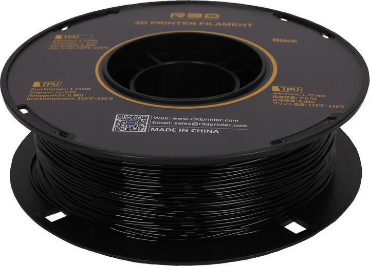 Image du produit R3D TPU-95A noir filament élastique 1.75mm 800g (TPU, 1.75 mm, 800 g)