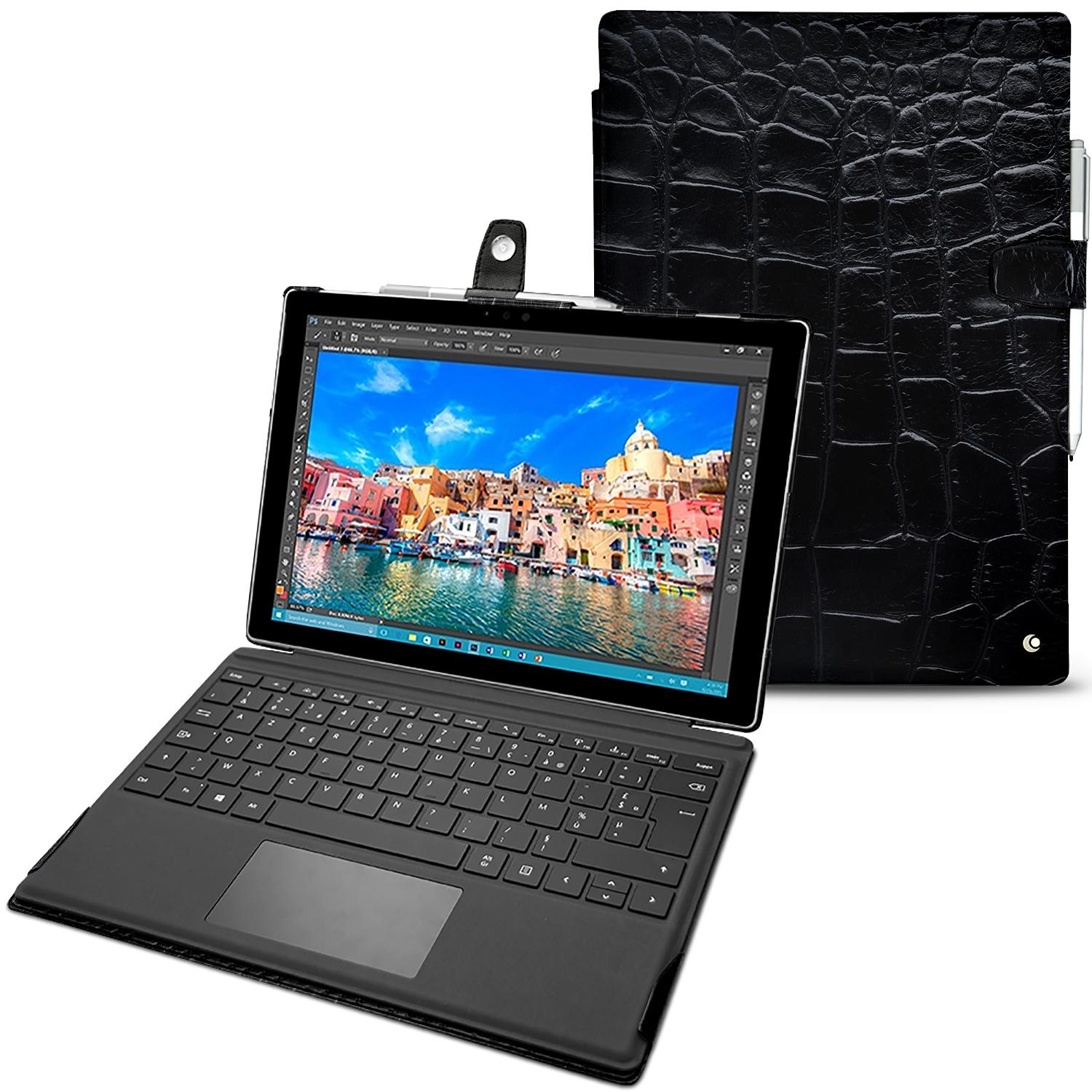 Noreve Lederschutzhülle (Microsoft Surface Pro 4), Tablet Hülle, Schwarz