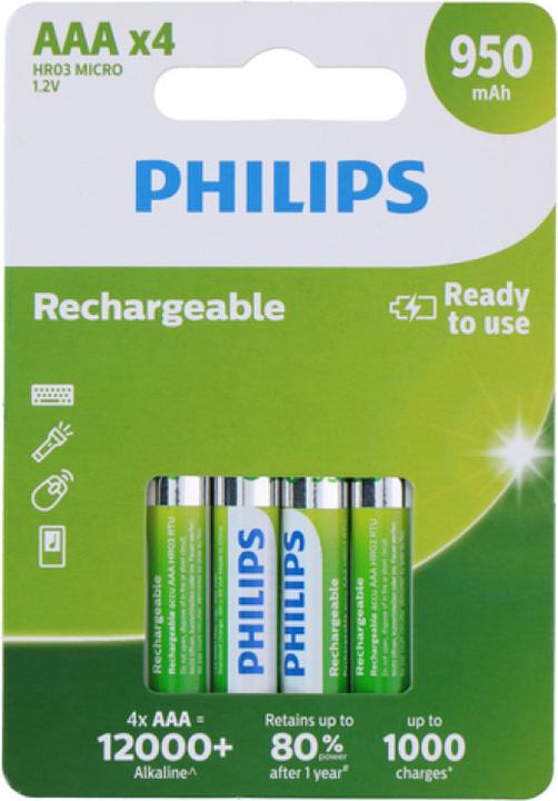 Philips Rechargeable AAA (4 Stk., AAA, 950 mAh)