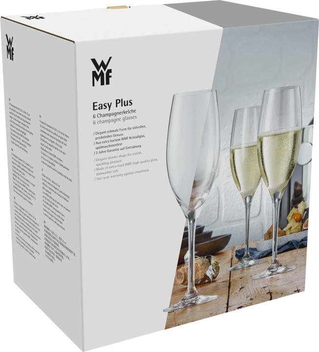 Image du produit WMF Set de 6 coupes à champagne Easy Plus, 250ml, verres en cristal, lavables au lave-vaisselle (25 cl, 6 Verres, Verres à vin blanc)