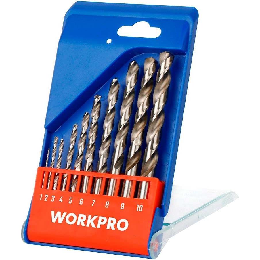 Workpro, Chiave a bussola, Hss4341 metal drill bits, ground, ø1.00 - ø10.00 mm, 10-piece set