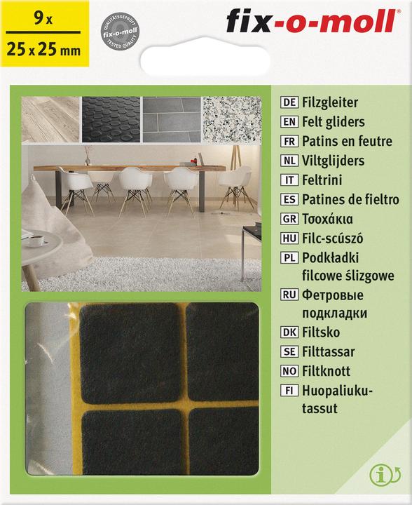 Fix-o-moll Filzgleiter 3 mm / 25 x 25 mm 9 x (Filzgleiter, 9 Stk.)