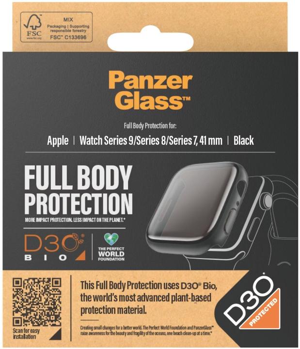 Immagine prodotto PanzerGlass Pellicola protettiva Full Body Apple Watch 2023 41mm con D3O nero (Apple Watch Series 9)
