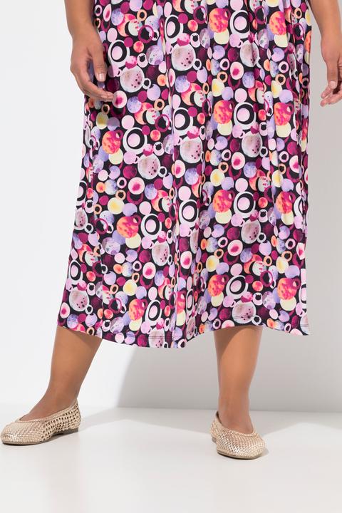 Actual product image Ulla Popken Bubble Print Matte Jersey Short Sleeve V-Neck Dress (50, 52)