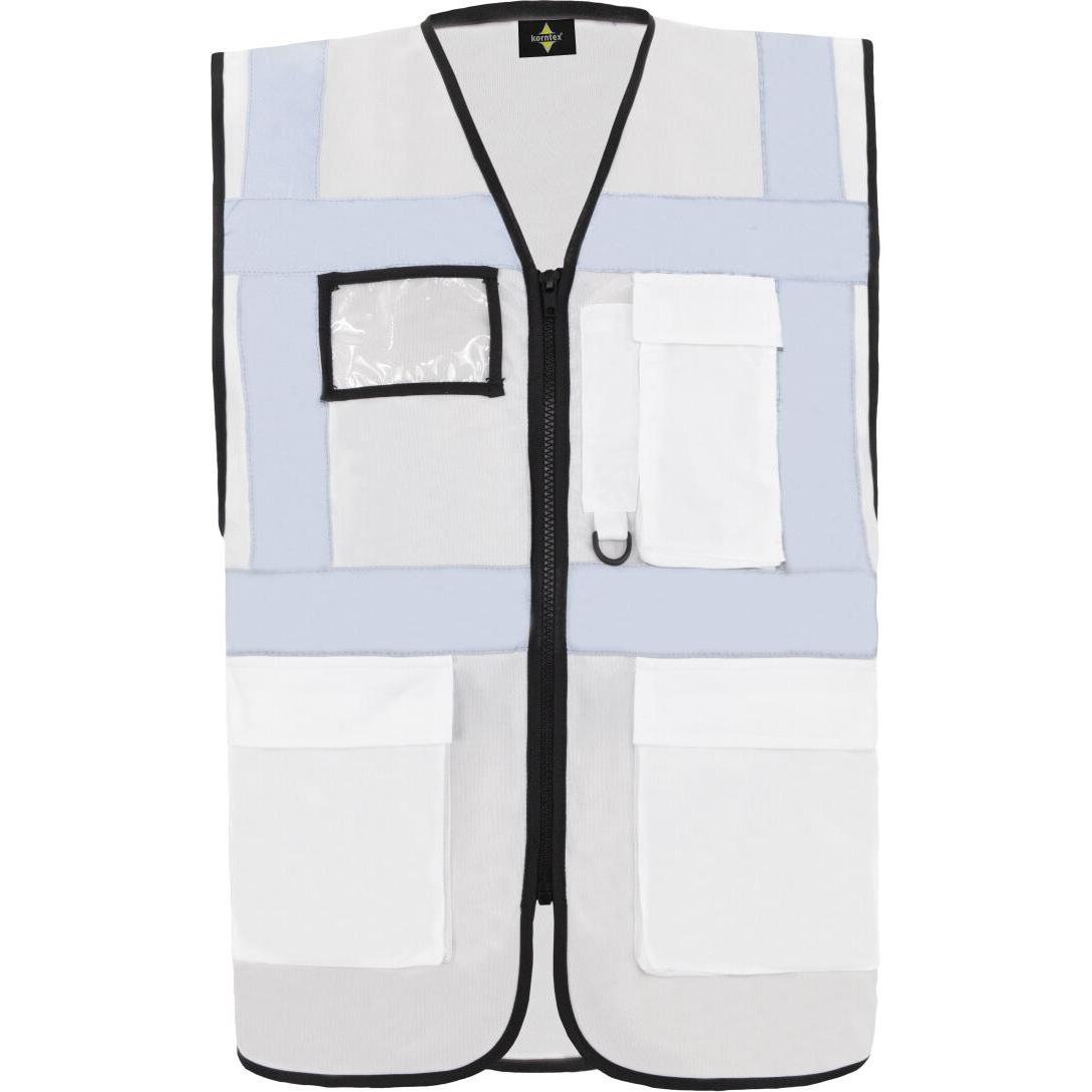 Korntex, Warnweste + Warnshirt, Warnweste Multifunktional Hamburg Weiss mit 360° Sicherheit 4XL EN ISO 17353  KXCMF (4XL...