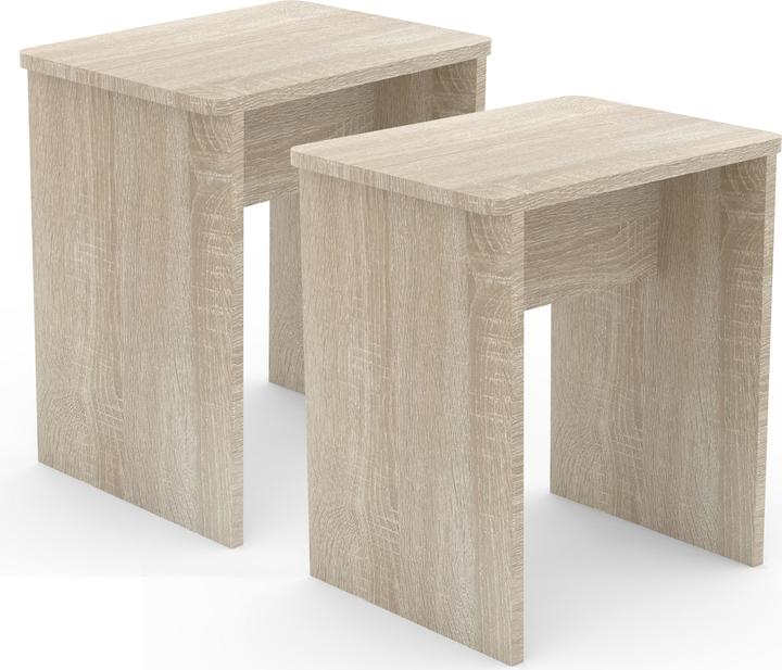 Actual product image VCM Set of 2 Wooden Stool Cube Footrest Side Table Esal (45 x 40 x 30 cm)