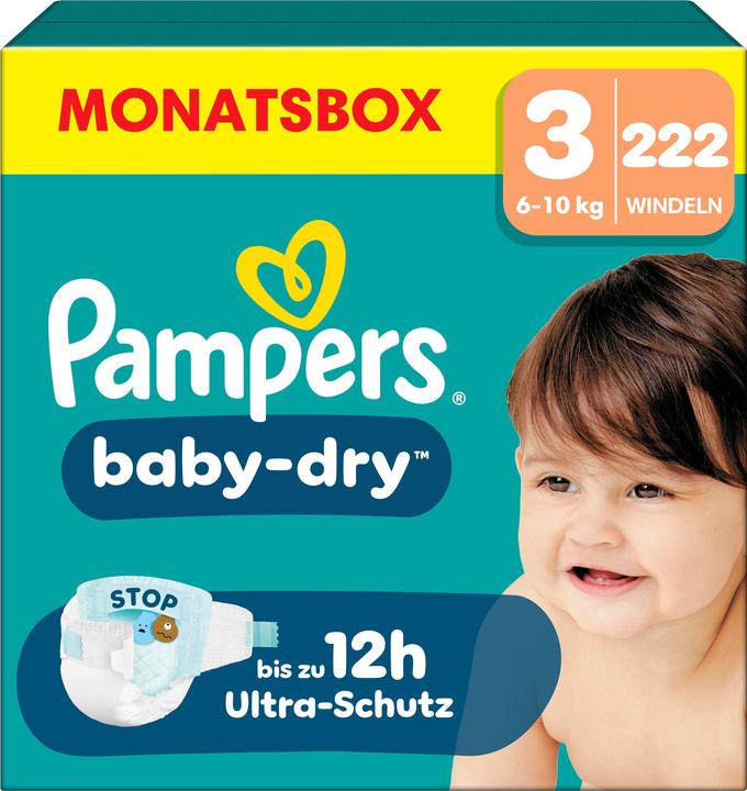 Actual product image Pampers Baby-Dry (Size 3, Monthly box, 222 pcs.)