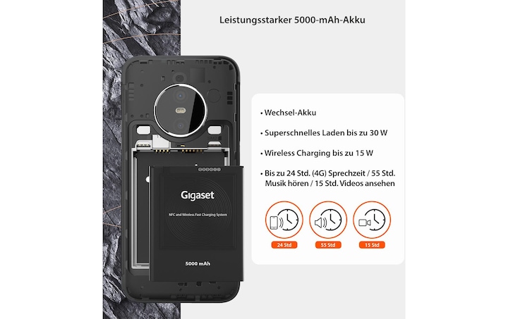Actual product image Gigaset GX6 Outdoor (128 GB, Titanium Grey, 6.60", Dual SIM, 50 Mpx, 5G)