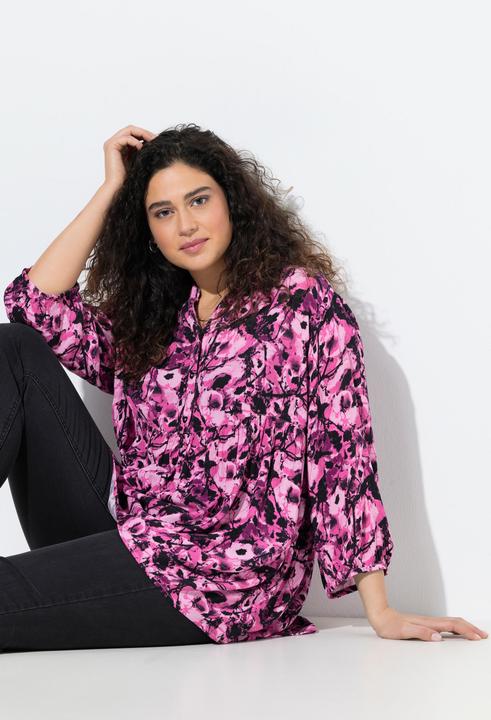 Produktbild Ulla Popken Tunika, Blüten, Tunika-Ausschnitt, 3/4-Arm (50, 52)