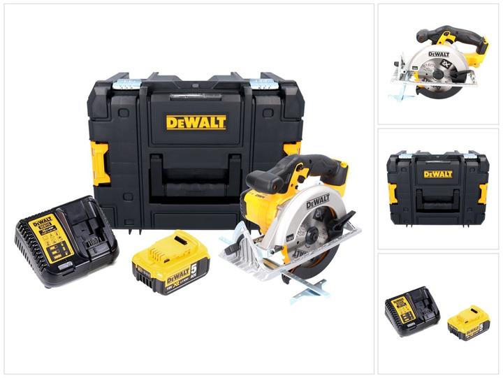 Actual product image DeWalt DCS 391 P1 Battery Circular Saw 18 V 165 mm + 1x Battery 5.0 Ah + Charger + TSTAK